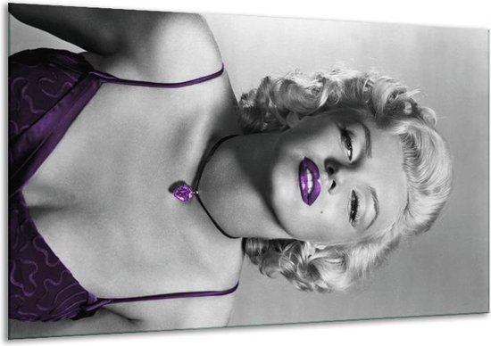 Canvas Schilderij Marilyn Monroe | Grijs, Zwart, Paars | | F006892