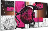Peinture sur verre Abstrait | Rose, noir, blanc | 160x80cm 4 Liège | Tirage photo sur verre | F003461