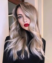 Pro-Care Ombre Blond Golf Kleur Pruik Dames - 60cm Lang Golvend Haar - Wig - Verstelbaar - Vederlicht 195g