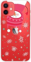 Trendy Cute Christmas Patterned Case Clear TPU Cover Phone Cases Voor iPhone 12 mini (Hang Snowman)