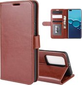 Voor Huawei P40 R64 textuur enkele horizontale flip PU lederen tas met houder & kaartsleuven & portemonnee & fotolijst (bruin)
