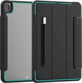 Voor iPad Pro 12.9 (2020) / (2018) Acryl + TPU horizontaal Flip Smart Leather Case met drie-vouwbare houder & Pen-sleuf & Wake-up / Sleep-functie (lichtblauw + zwart)