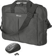 Trust Primo - laptoptas met accessoires - Powerbank - Draadloze muis - 15.6 Inch (Zwart)