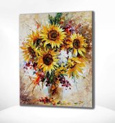 Painting Expert® Schilderen op nummer Volwassenen - Schilderen op nummer Kinderen - Prachtige Zonnebloemen - 40x50cm - Exclusief Lijst (24 kleurtjes)