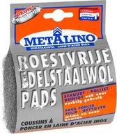 Metalino Edelstaalwol Pads - 2 pads roestvrij