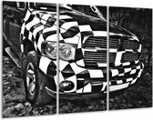 GroepArt - Schilderij -  Auto - Zwart, Wit, Grijs - 120x80cm 3Luik - 6000+ Schilderijen 0p Canvas Art Collectie