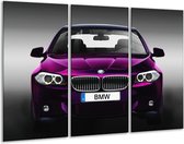 GroepArt - Schilderij -  BMW - Paars, Grijs, Zwart - 120x80cm 3Luik - 6000+ Schilderijen 0p Canvas Art Collectie