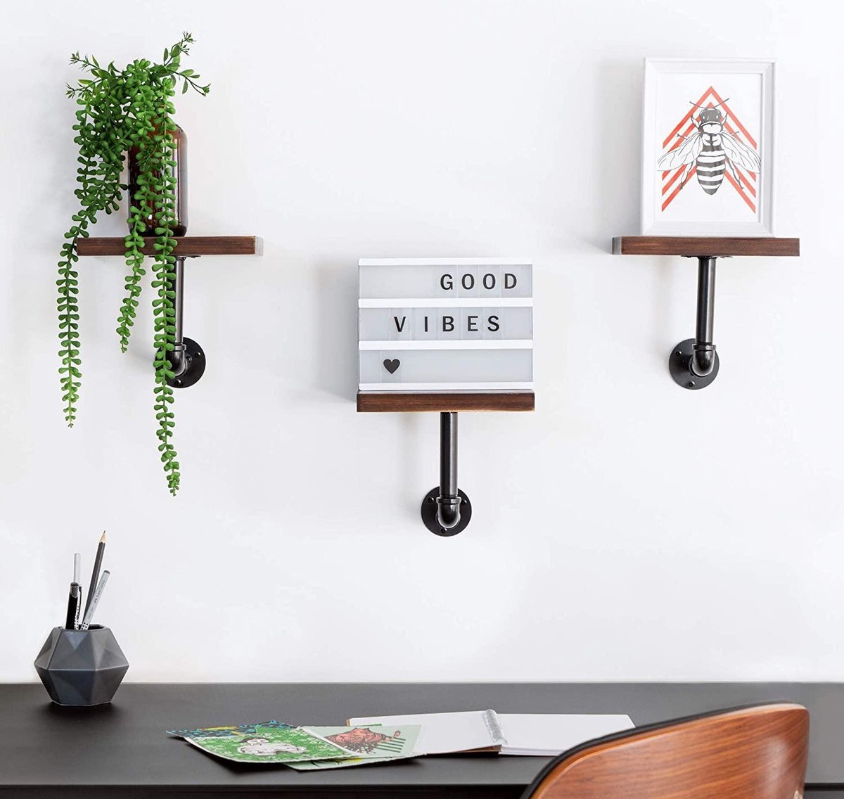 EUGAD 0085QJ-2 wandplank, muurplank, set van 2 hangplanken, houten