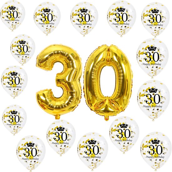 Ballons 30 ans - Baby shower or anniversaire décoration - ballon chiffre or  trente 