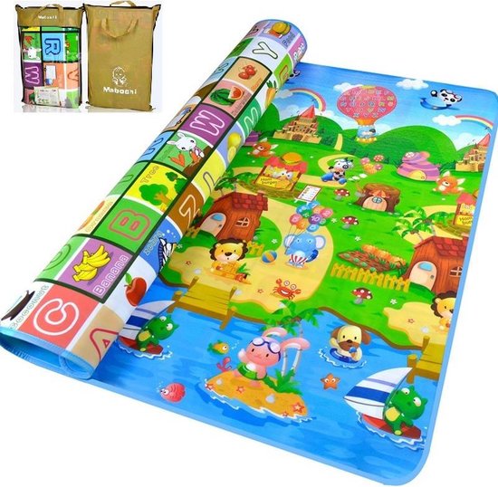 Maboshi Spel mat - 180x200cm - in vrolijke kleuren - Dubbelzijdig speelbaar - babywandelpad kruippad - geschikt voor kinderen's kruipdeken - yoga mat - picknickdeken en sportmat-beschermen tegen vocht-Cadeautjes voor kinderen