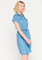LOLALIZA Overhemd jurk met ceintuur - Blauw - Maat 48