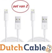 Dutch Cable Apple Lightning kabel - 2m Oplaadkabel voor Apple iPhone XR / XS Max / XS / 8 (Plus) / 7 / 6 + voor Apple iPad 9.7 (2018 / 2017) / Pro / Mini / 2/3/4 Set 2 stuks