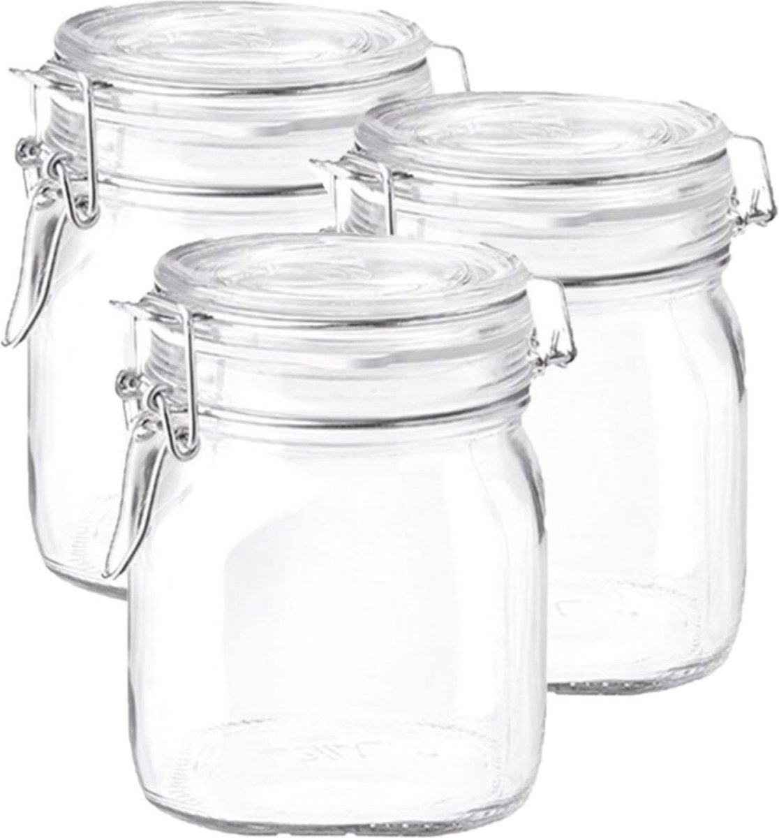 Set van 18x stuks glazen weckpotten/inmaakpotten met beugelsluiting 750 ml - Bewaarpotten/voorraadpotten