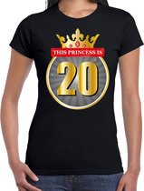 This Princess is 20 verjaardag t-shirt - zwart - dames - 20 jaar kado shirt L