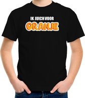 Zwart fan t-shirt voor kinderen - ik juich voor oranje - Holland / Nederland supporter - EK/ WK shirt / outfit 122/128