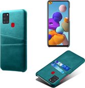 Samsung Galaxy A21s Telefoonhoesje | PU Leren Back Cover | Pasjeshouder | Groen