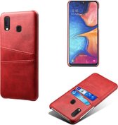 Coque de téléphone Samsung Galaxy A20e | Couverture arrière en cuir PU | Porte-cartes | Rouge