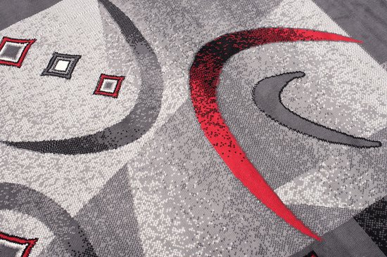 Tapiso Dream Vloerkleed Grijs Rood Abstract Modern Woonkamer Tapijt Maat- 80x150