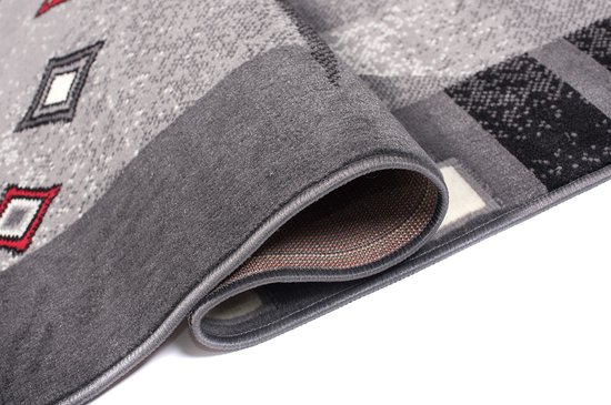 Tapiso Dream Vloerkleed Grijs Rood Abstract Modern Woonkamer Tapijt Maat- 80x150