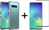 Samsung S10 Plus Hoesje - Samsung Galaxy S10 Plus hoesje shock proof case hoes hoesjes cover transparant - Full Cover - 1x Samsung S10 Plus screenprotector