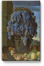 Stilleven met druiven en ander fruit - Luca Forte - 19,5 x 30 cm - Niet van echt te onderscheiden schilderijtje op hout - Mooier dan een print op canvas - Laqueprint.