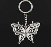 Sleutelhanger - vlinder - sleutelring - zilverkleurig - opengewerkte hanger - cadeau zakje