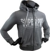Super Pro Hoody met Rits S.P. Logo Grijs/Wit Large