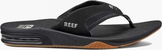 Sloppenwijk kalf Stijgen Reef Fanning Slide Heren Slippers - Black/Silver - Maat 40 | bol.com