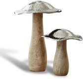 LOBERON Sierpaddenstoel set van 2 Boletus antiekzilverkleurig/bruin