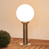 Lindby - buitenlamp - 1licht - roestvrij staal, glas - H: 45 cm - E27 - roestvrij staal, opaalwit