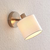 Lindby - Wandlamp - 1licht - ijzer, textiel - H: 17.6 cm - E14 - nikkel mat, wit