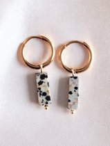 Damesoorbellen - oorhanger - roestvrijstaal - natuursteen - oorring - goudkleurig - cadeau voor vrouw - kerstcadeau - sieraden - oorbellen