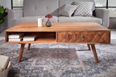 Massief acacia hout salontafel met 2 Laden 117 cm 3D-oppervlak