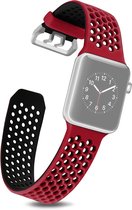 By Qubix Bandje met gaatjes - 2 kleuren - Rood met zwart - Geschikt voor Apple Watch 38mm - 40mm - 41mm - Compatible Apple watch bandje - smartwatch