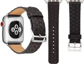 Leren Apple watch bandjes van By Qubix - 38mm / 40mm - Zwart leer - Gewoven -  Geschikt voor alle 38mm / 40mm apple watch series en Nike+ - leren apple watch bandje - Hoge kwaliteit!