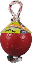 Jolly Ball Romp-n-Roll - Ø 20 cm - Honden speelbal met frisse geur - Hondenspeelgoed met stevig trektouw - Rood
