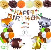 bosdieren verjaardag thema - decoratie feestpakket - versiering - eekhoorn egel natuur