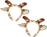 2x stuks giraffe dieren verkleed oren diadeem - Dieren pakje voor kinderen