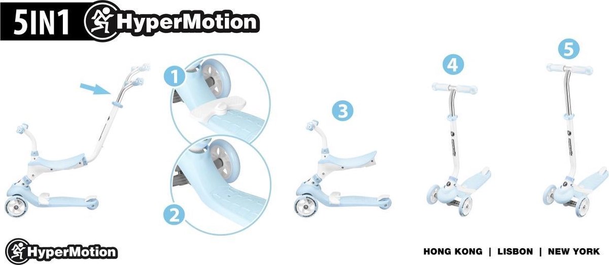 HyperMotion Draisienne Trottinette Enfant 1 à 5 Ans Tricycle Bébé Évolutif  Modulable 5 en 1