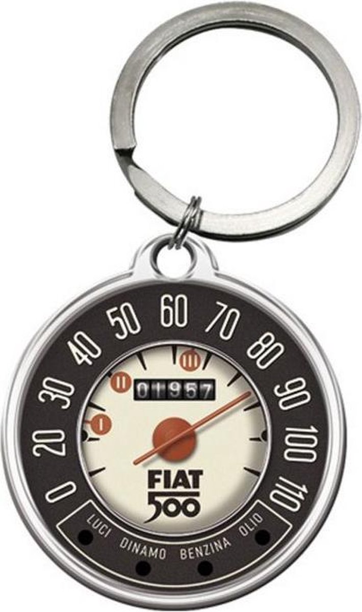 Porte-clés Fiat 500, blanc, métal