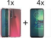 Motorola G8 Plus hoesje shock proof case transparant hoesjes cover hoes - 4x Motorola G8 Plus screenprotector