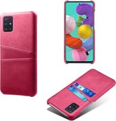 Coque de téléphone Samsung Galaxy A71 | Couverture arrière en cuir PU | Porte-cartes | Rose