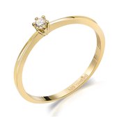 Lovebird LB121 - Gouden damesring met briljant - Dames - Maat 56 - Diamant - 2,5 mm - Briljant Geslepen - 0,05 Karaat - 14 Karaat - Goud