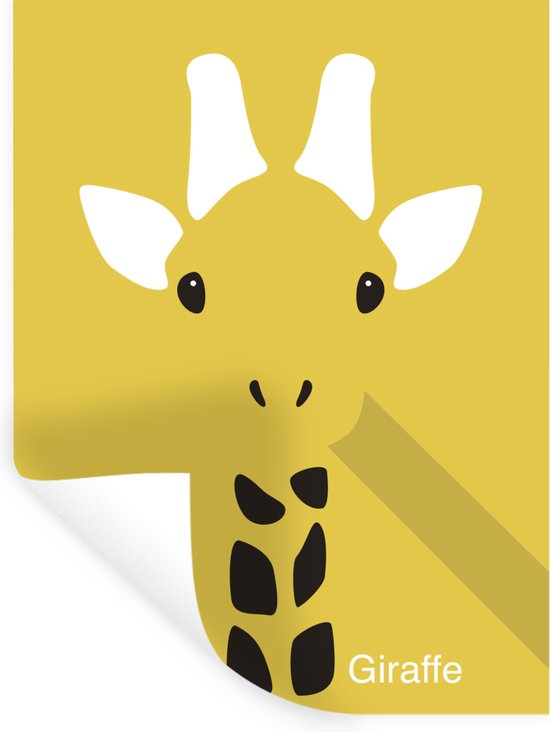 Sticker Muursticker Portrait Animaux - girafe - 30x40 cm - film adhésif autocollant - sticker mural repositionnable