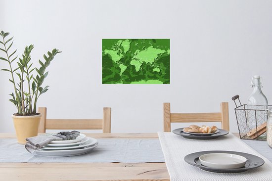 Stickers muraux - Wereldkaart - Résistant - Vert - 30x20 cm - Film Adhésif