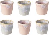 Cactula Costa Nova - vaisselle - tasse lungo - Grespresso - Set de 6 en 2 couleurs - Elegance - Rose / Grijs- faïence - H 7,5 cm