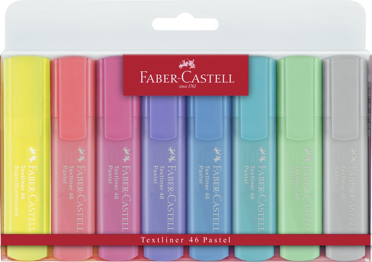 Faber-Castell tekstmarker 46 - etui 8 stuks – pastel - FC-154681 - Faber-Castell