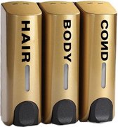 Noir 528 | zeepdispenser drie reservoirs | zeepdispenser 3 reservoirs | zeepdispenser wand | zeepdispenser wandmontage | zeepdispenser douche | zeepdispenser Goud