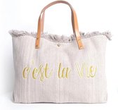 Canvas Strandtas C’est la Vie - Beige