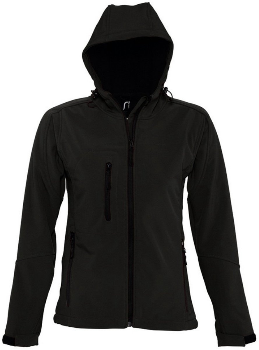 SOLS Dames/dames Replay Hooded Soft Shell Jacket ademend winddicht en waterbestendig Zwart